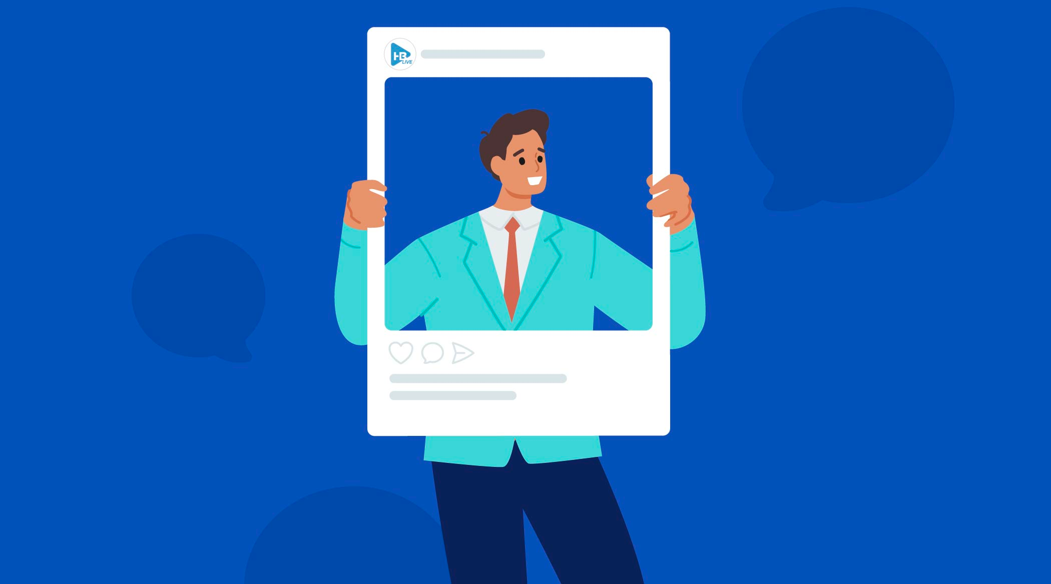 man holding instagram frame for blog post